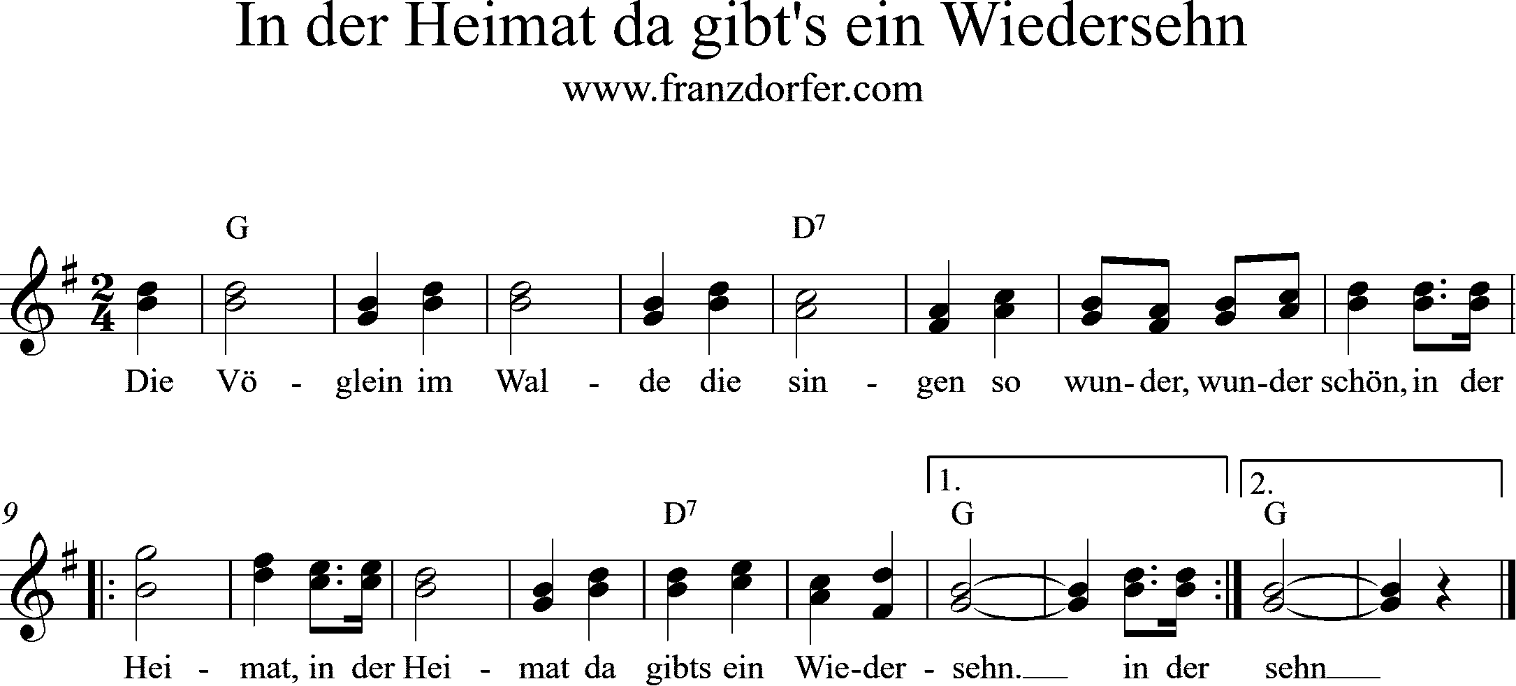 Noten - in der Heimat, G-Gur